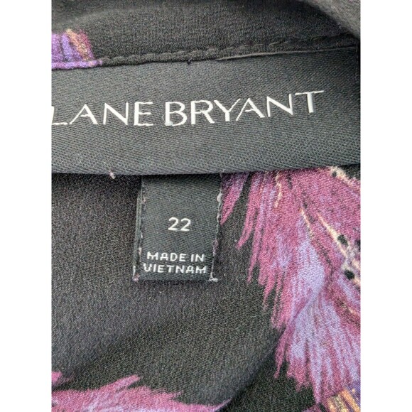 LANE BRYANT Top Women's Plus Sz 22 Blouse Black Purple Laceup Boho Peasant Shirt - Picture 3 of 15